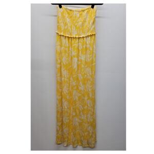 Khol's Smocked Palm Print Tube Maxi Dress Medium